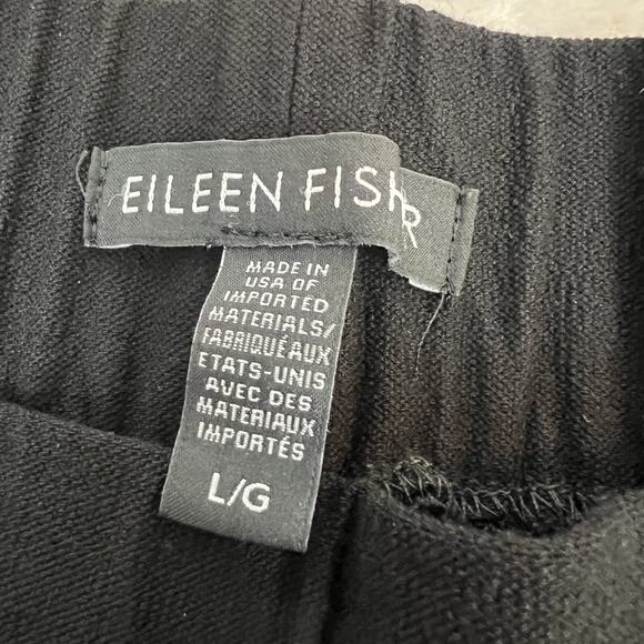 Eileen Fisher Pants Womens Large Black Crepe Crop Elastic Waist Minimal Preppy - Picture 7 of 11